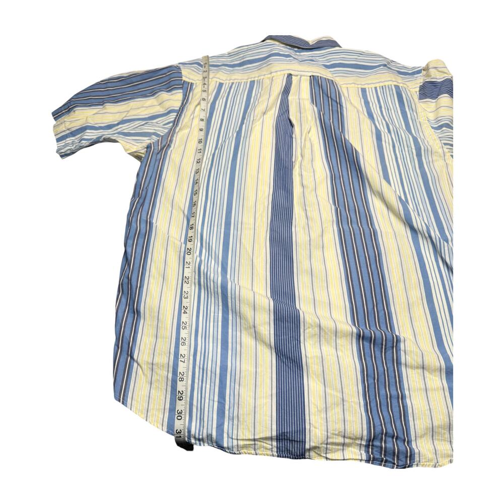 Nautica XXL Striped Short Sleeve Button Down Shirt Blue Yellow Cotton - Picture 5 of 6